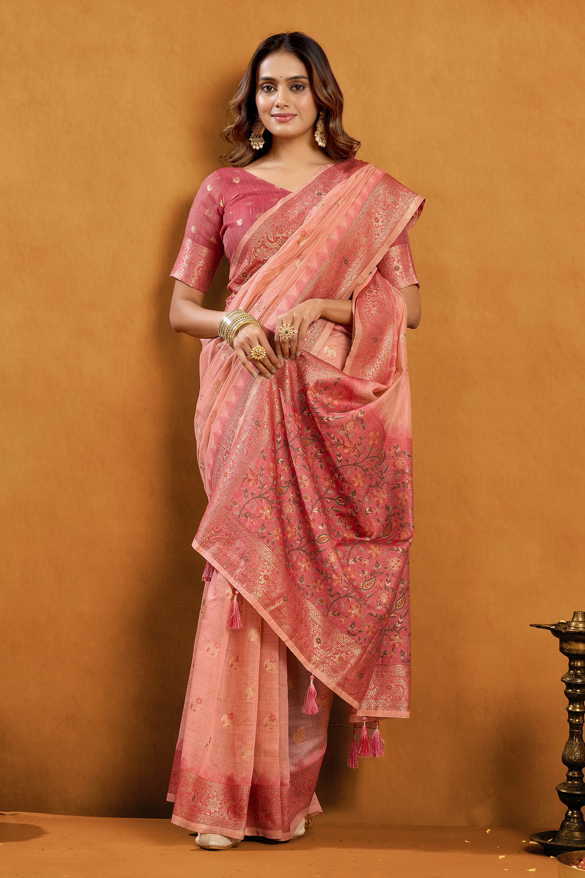 Peach Woven Cotton Silk Saree-SAR12608_3_SareeButa.com