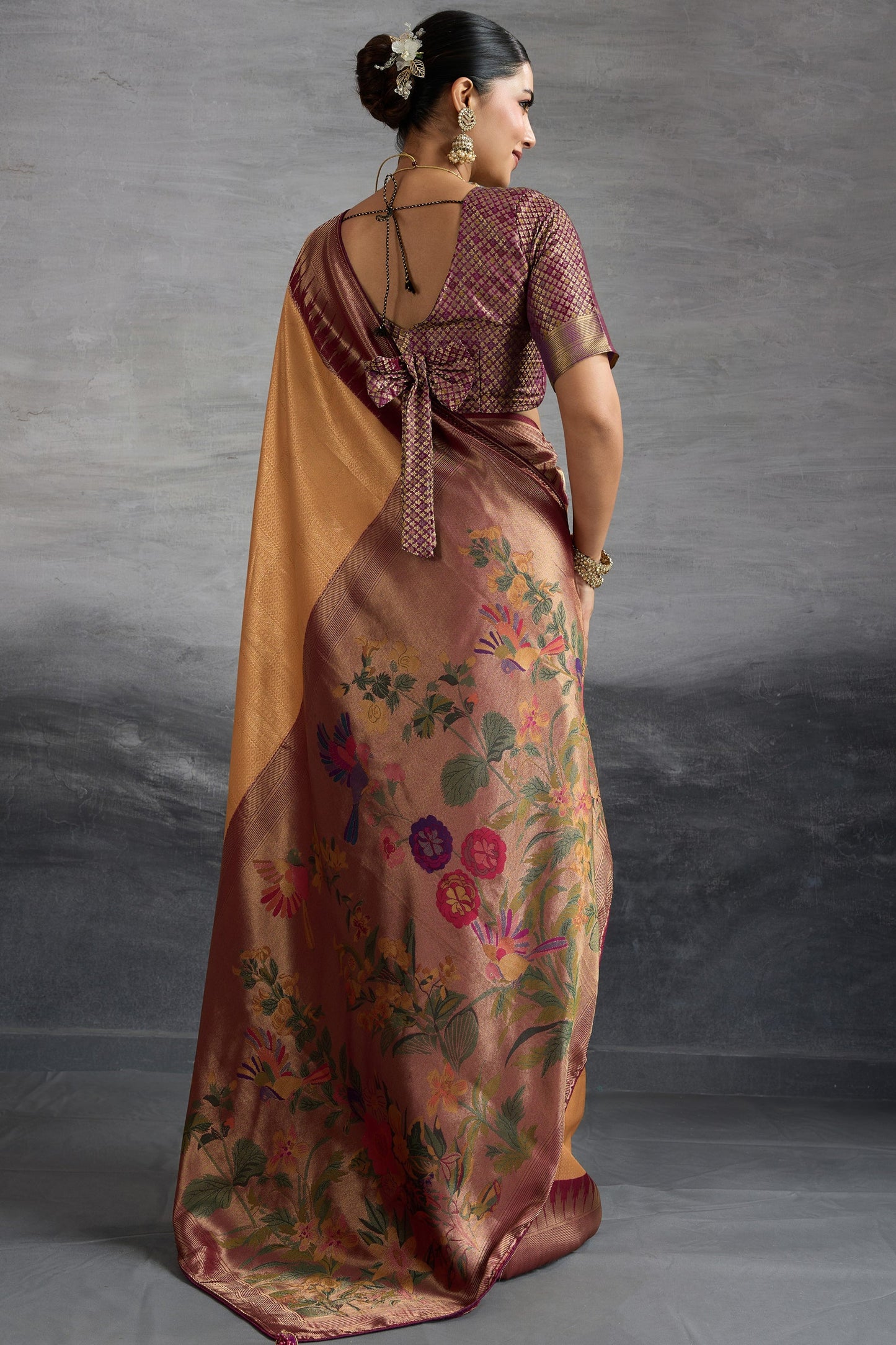 Peach Woven Kanjivaram Silk Saree-SAR10288_3_SareeButa.com