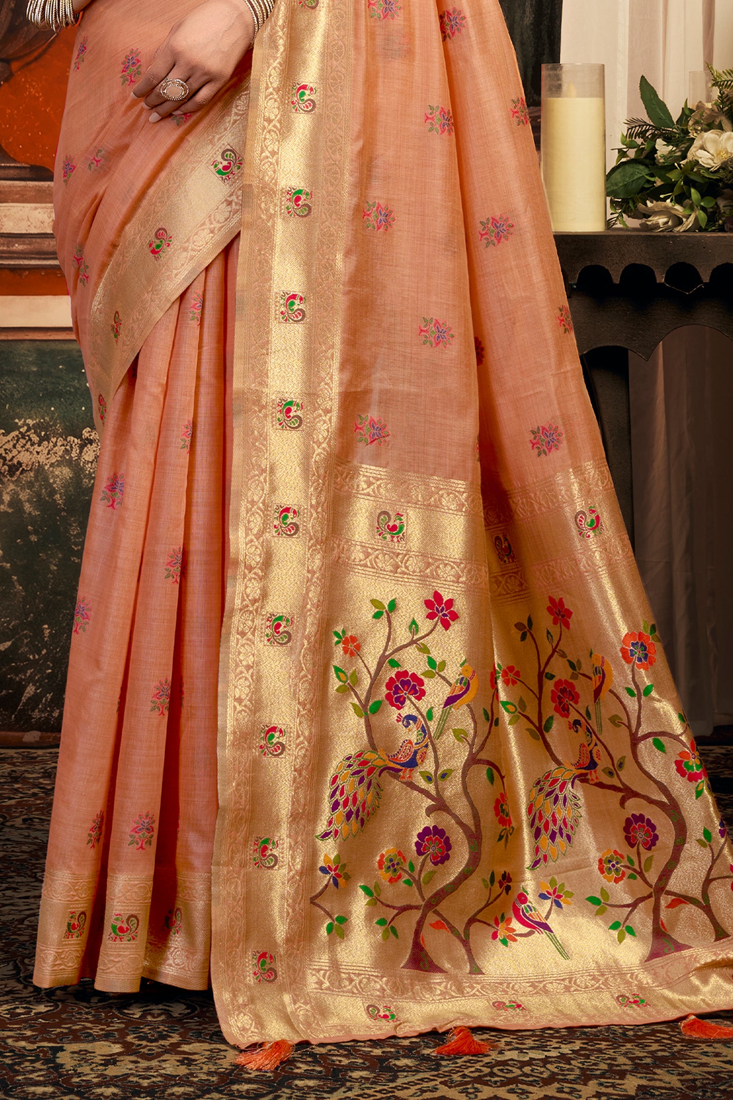 Peach Woven Kota Silk Paithani Saree-SAR12743_5_SareeButa.com