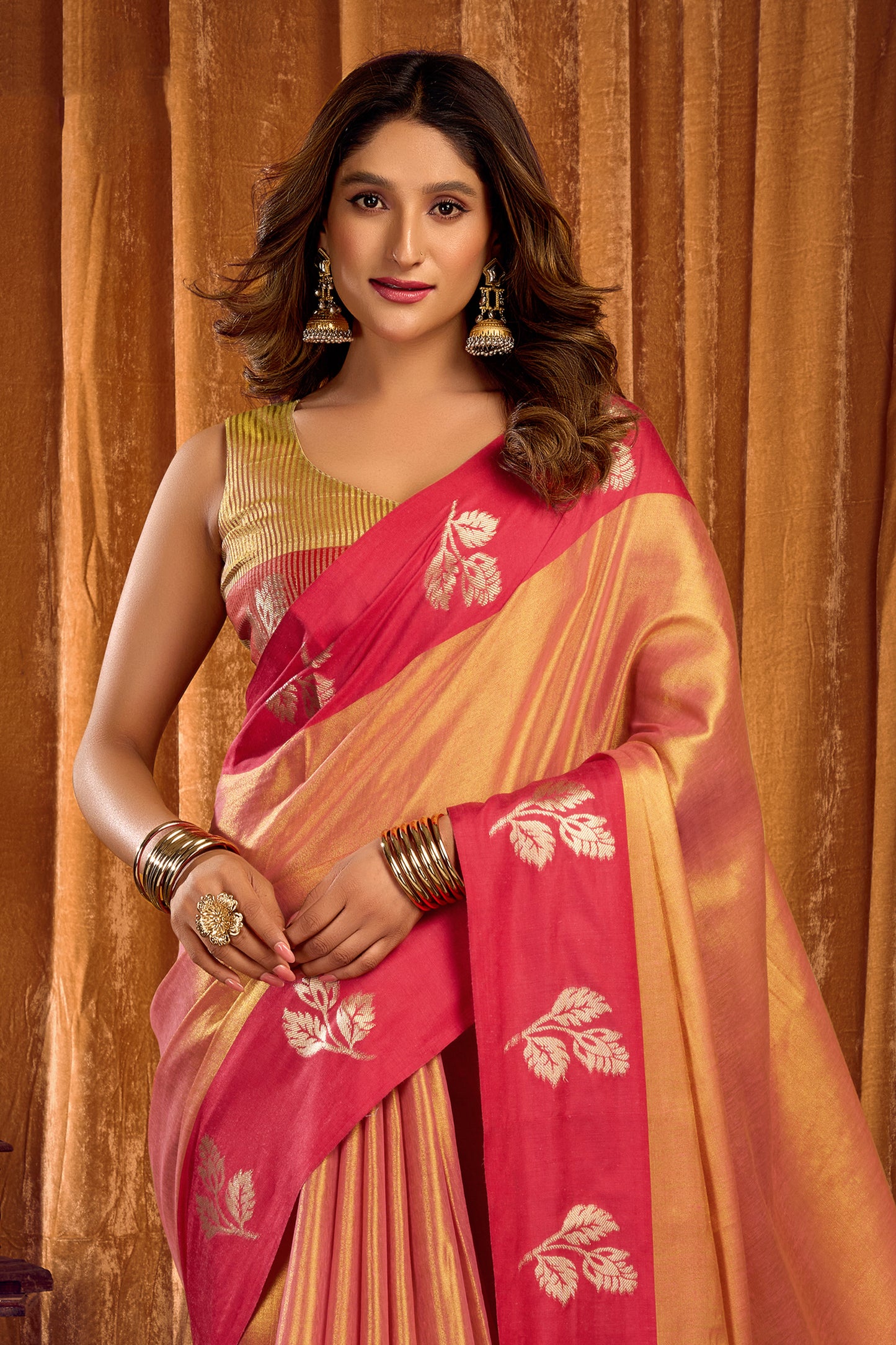 Peach Woven Tissue Saree-SAR12635_4_SareeButa.com