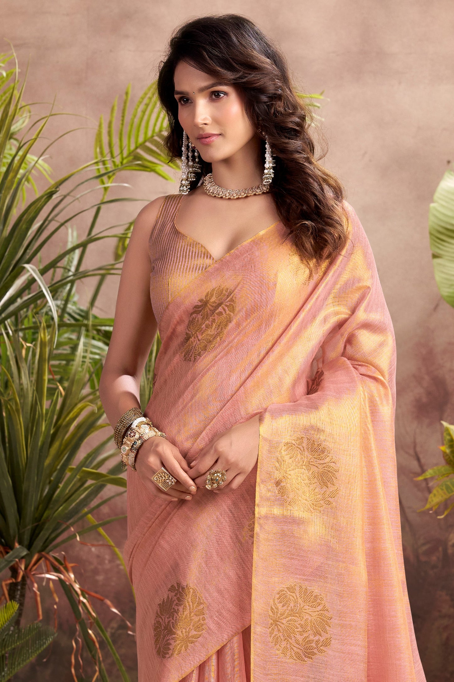 Peach Woven Tissue Silk Saree-SAR10017_2_SareeButa.com