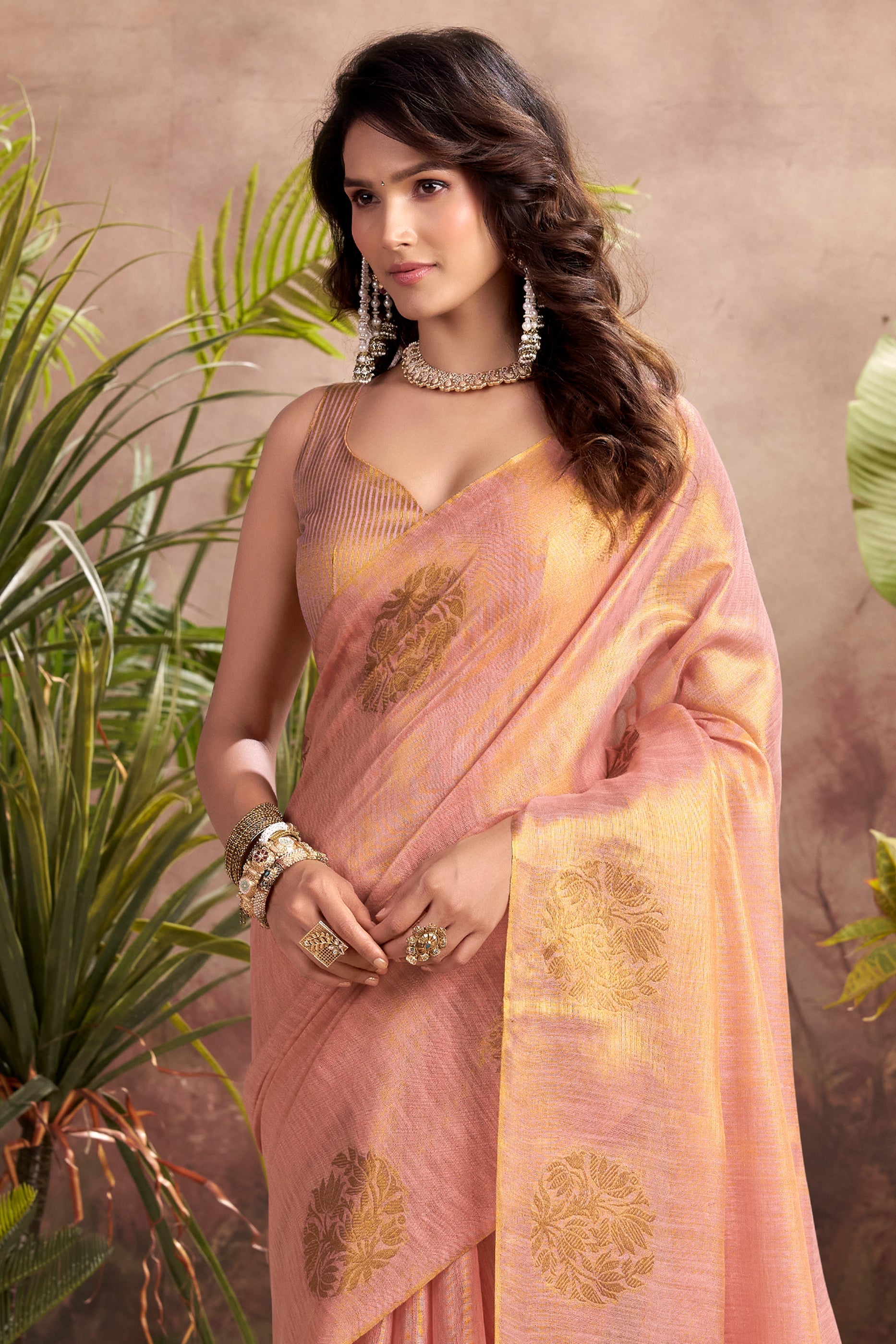 Peach Woven Tissue Silk Saree-SAR10017_2_SareeButa.com