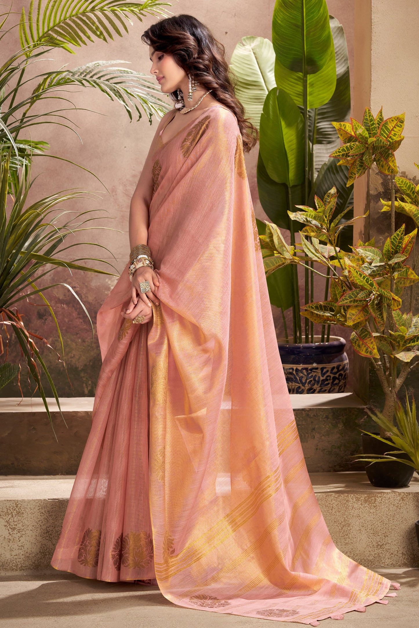 Peach Woven Tissue Silk Saree-SAR10017_4_SareeButa.com