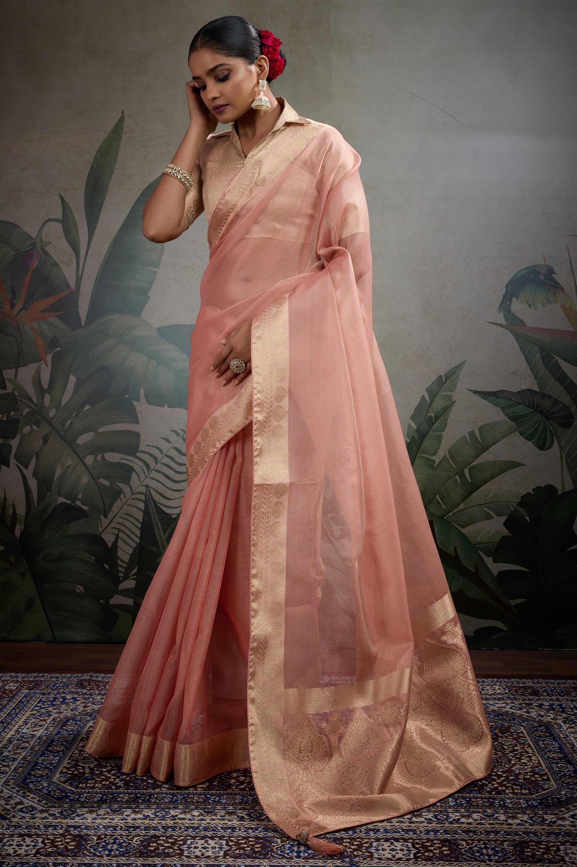 Peach Woven Zari Tissue Saree-SAR11813_1_SareeButa.com