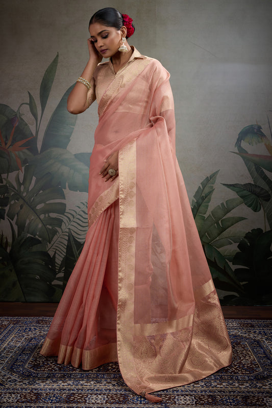 Peach Woven Zari Tissue Saree-SAR11813_1_SareeButa.com
