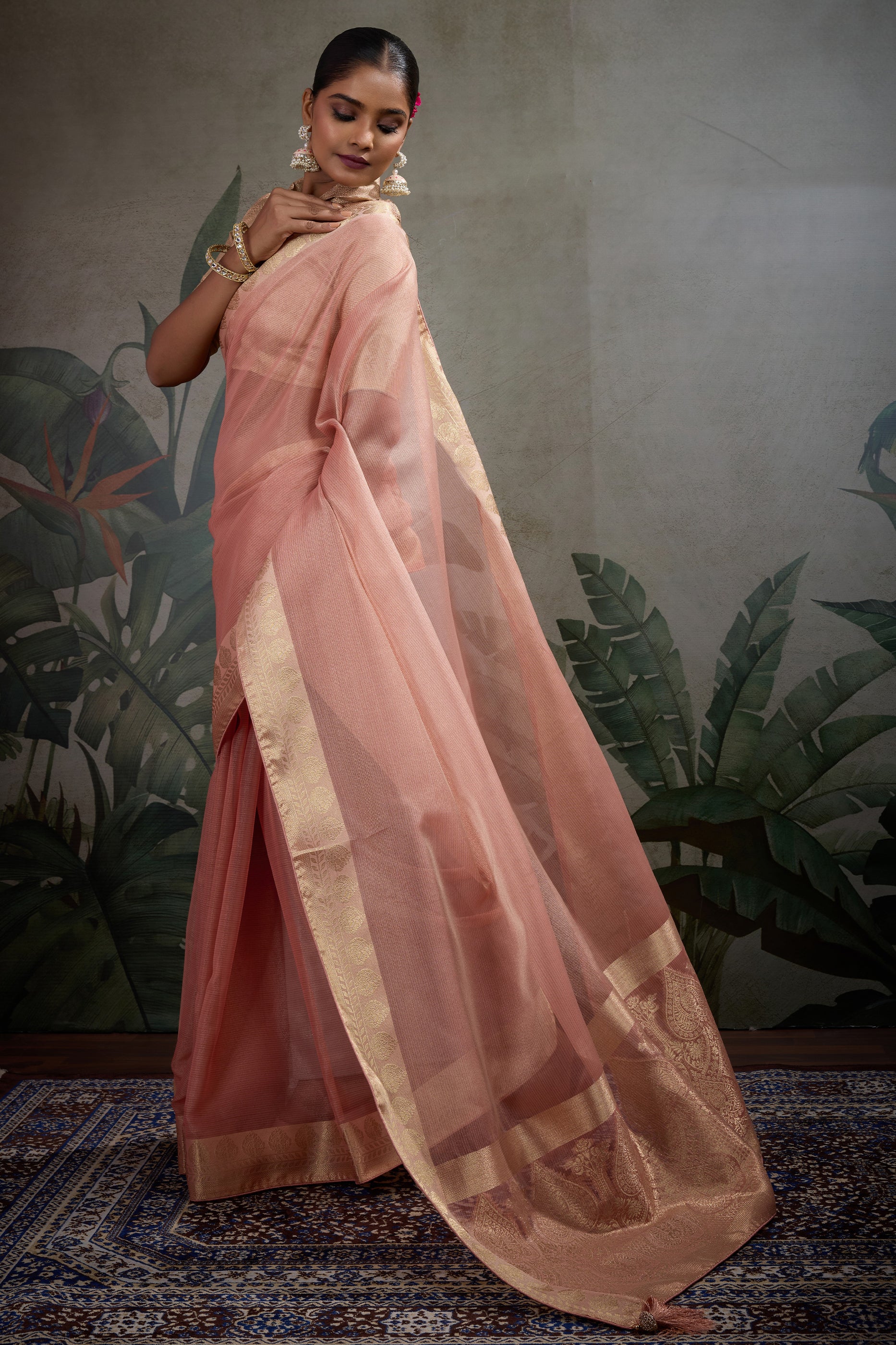 Peach Woven Zari Tissue Saree-SAR11813_3_SareeButa.com