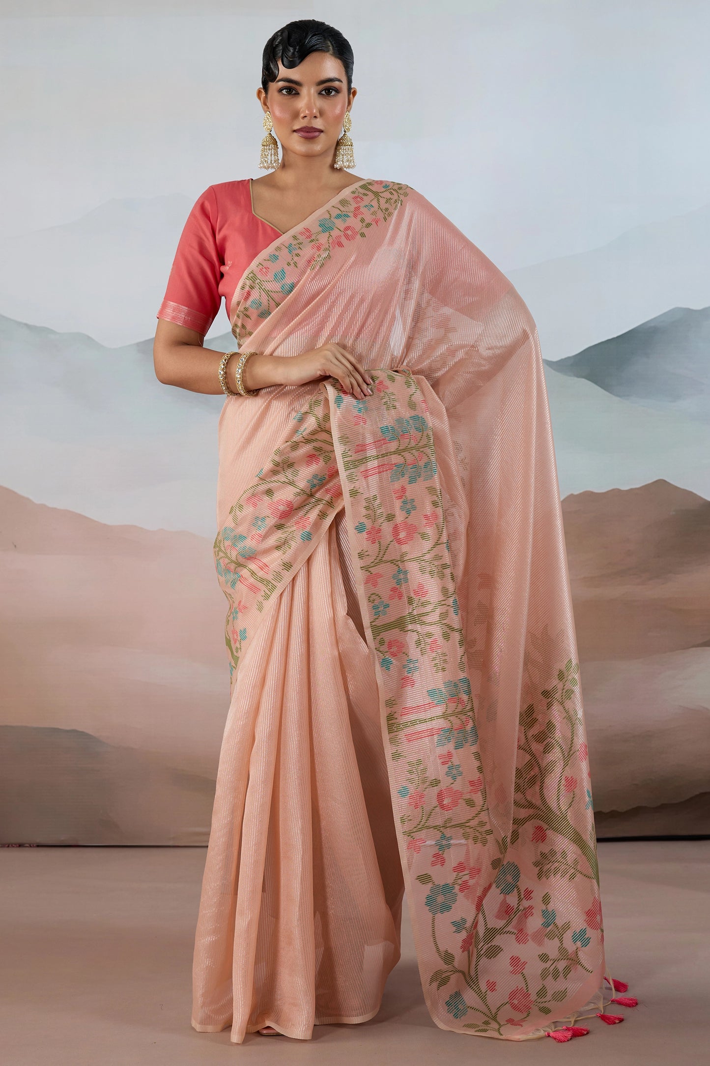 Peach Zari Tissue Brasso saree-SAR12296_1_SareeButa.com