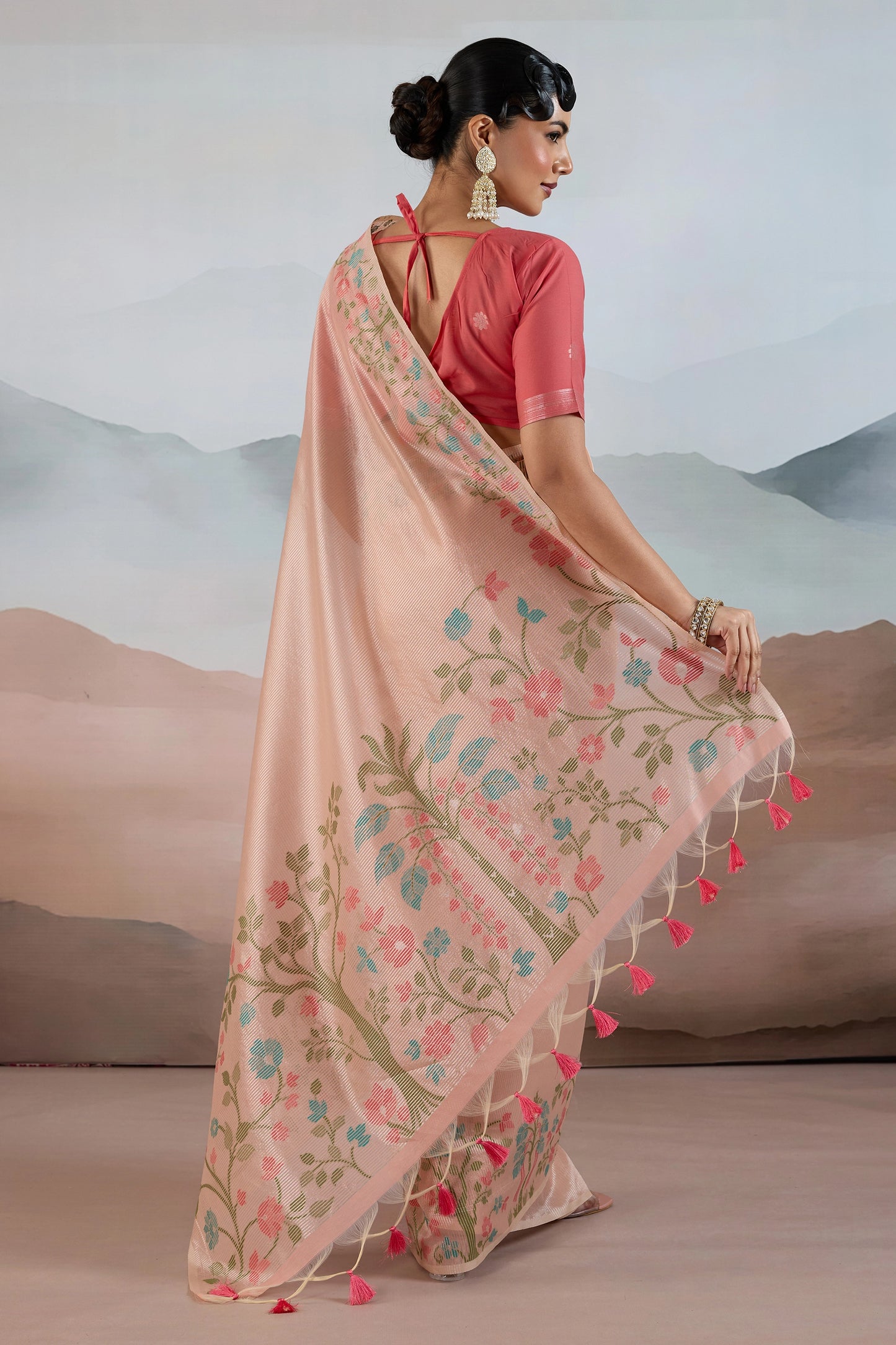 Peach Zari Tissue Brasso saree-SAR12296_5_SareeButa.com