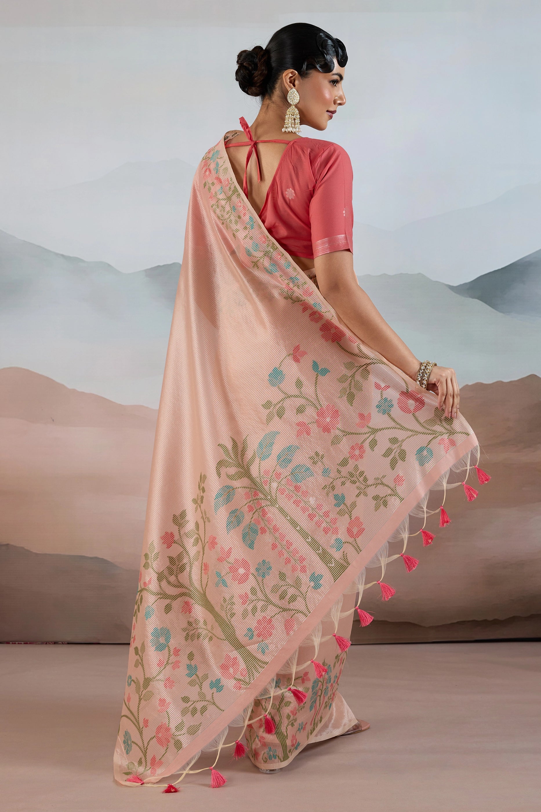 Peach Zari Tissue Brasso saree-SAR12296_5_SareeButa.com