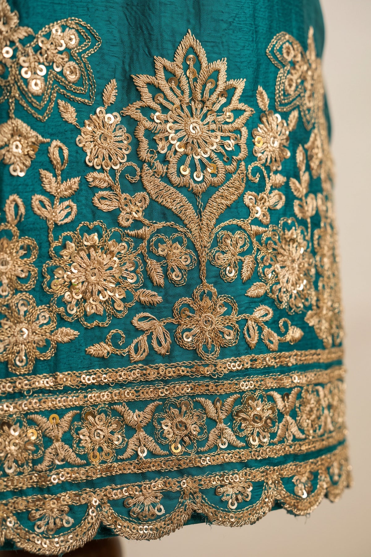 Peacock Teal Readymade Embroidered Chinon Suit-SAR13554_3_SareeButa.com