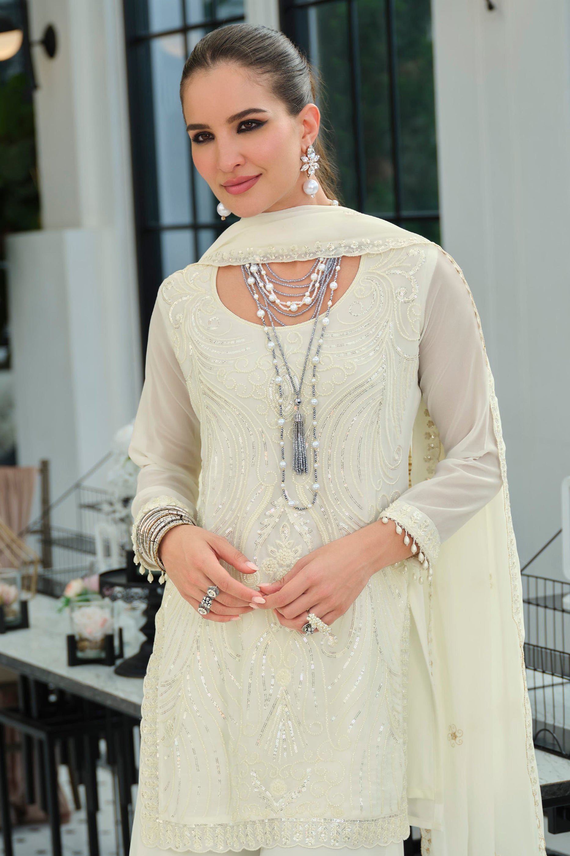 Pearl White Readymade Embroidered Georgette Palazzo Suit-SAR11730_3_SareeButa.com
