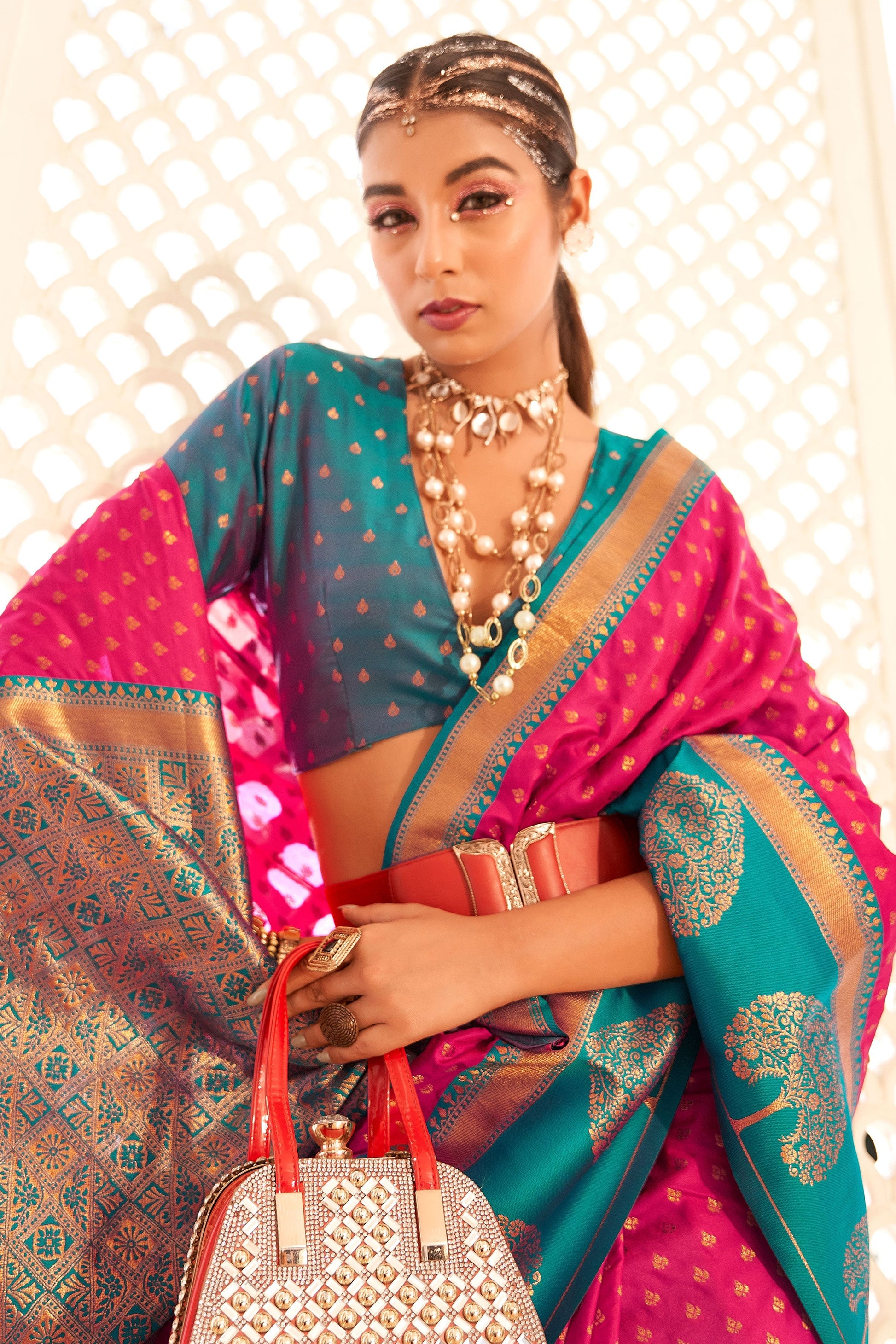 Pink Banarasi Silk Saree-ZB133019_2_SareeButa.com