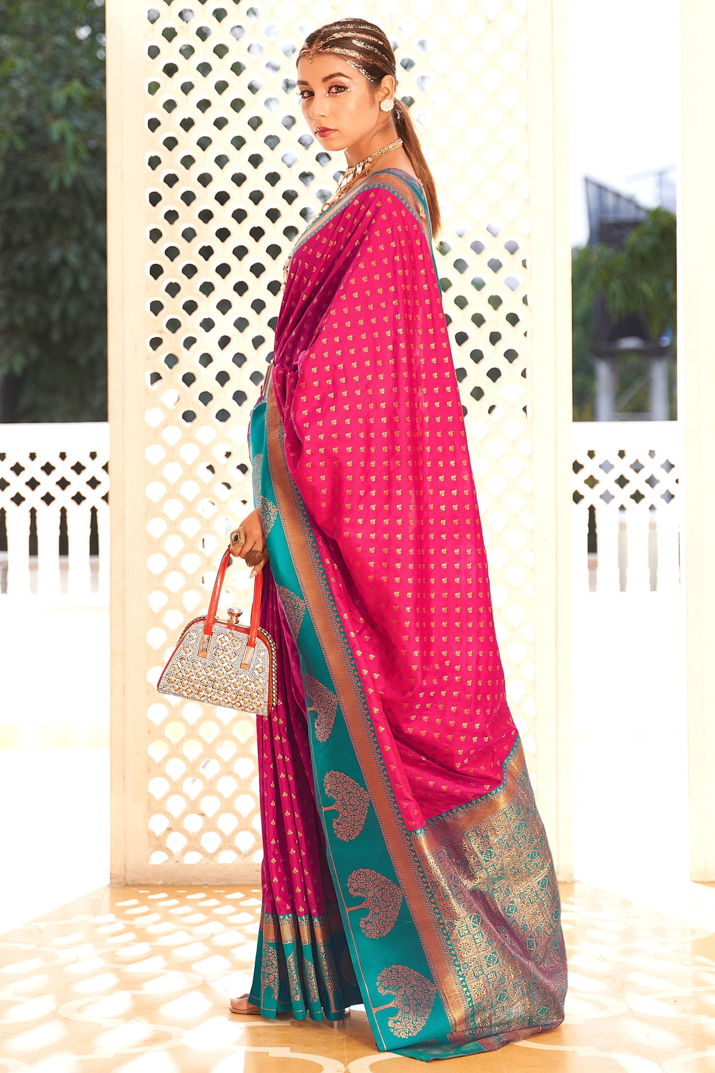 Pink Banarasi Silk Saree-ZB133019_3_SareeButa.com