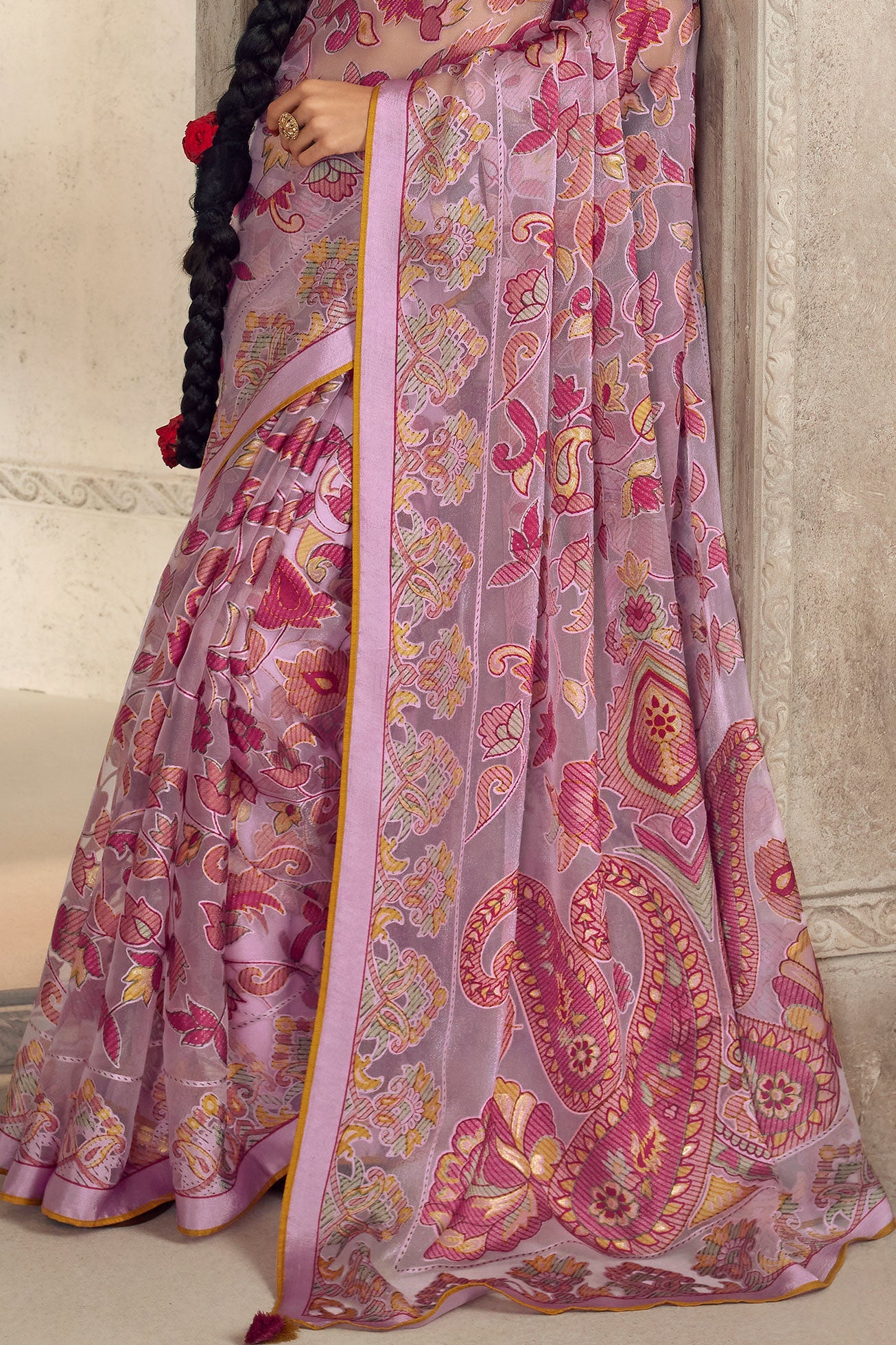 Pink Brasso Organza Saree-ZB130964_3