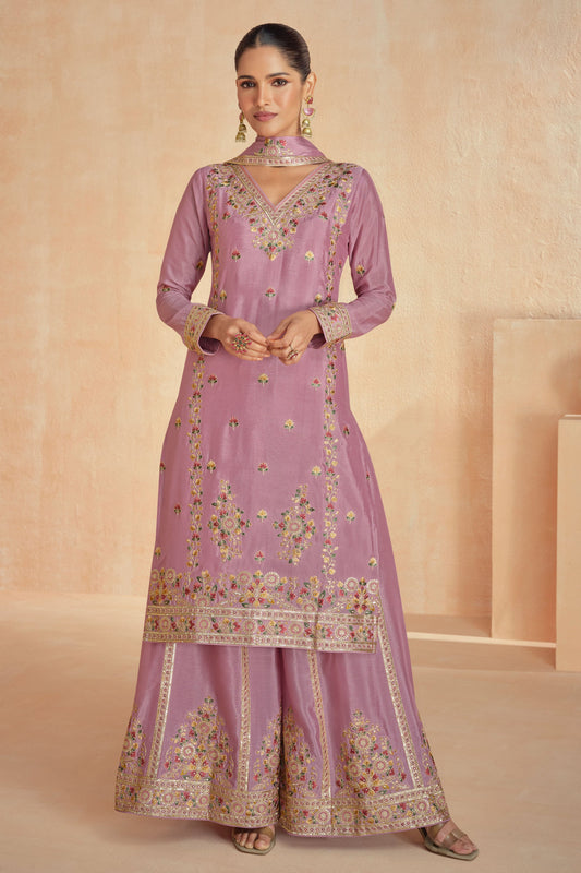 Pink Chinnon Readymade Pallazo Suit-SS080_1_SareeButa.com