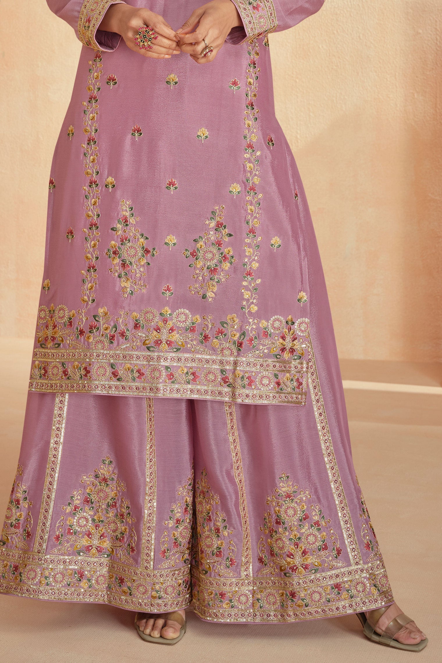 Pink Chinnon Readymade Pallazo Suit-SS080_3_SareeButa.com