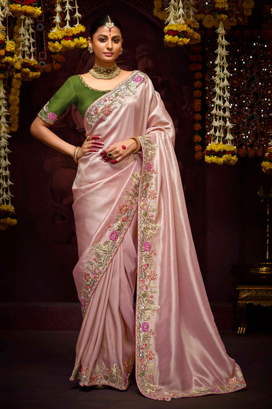 Pink Embroidered Banarasi Silk Saree-ZB133276_1_SareeButa.Com