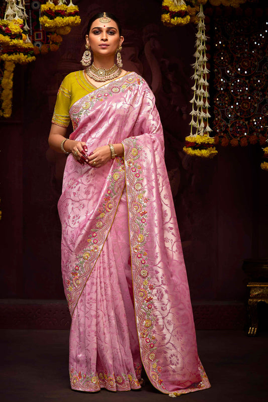 Pink Embroidered Banarasi Silk Saree-ZB133284_1_SareeButa.Com