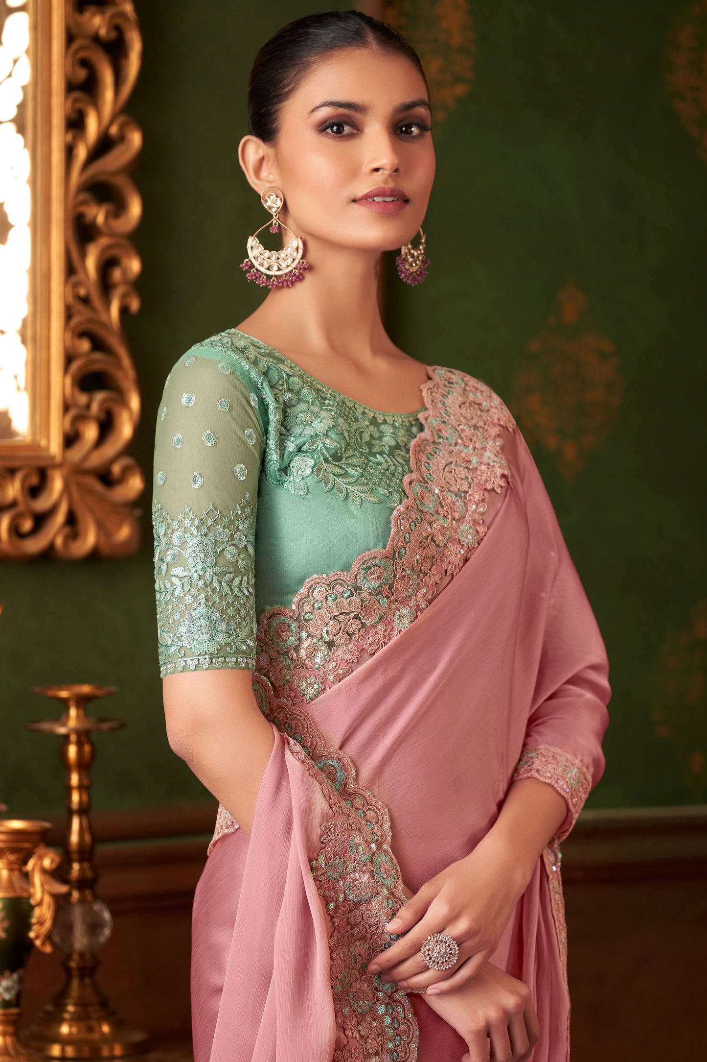 Pink Embroidered Chiffon Silk Saree-ZB133574_2_SareeButa.com