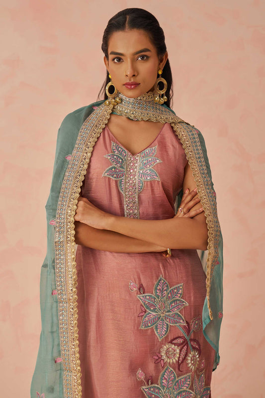 Pink Readymade Embroidered Crush Silk Suit-SS451_2_SareeButa.com