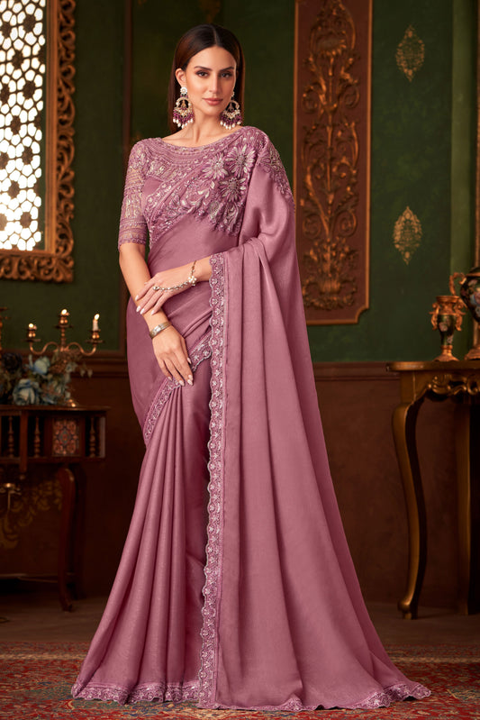 Pink Embroidered Georgette Silk Saree-ZB133567_1_SareeButa.com