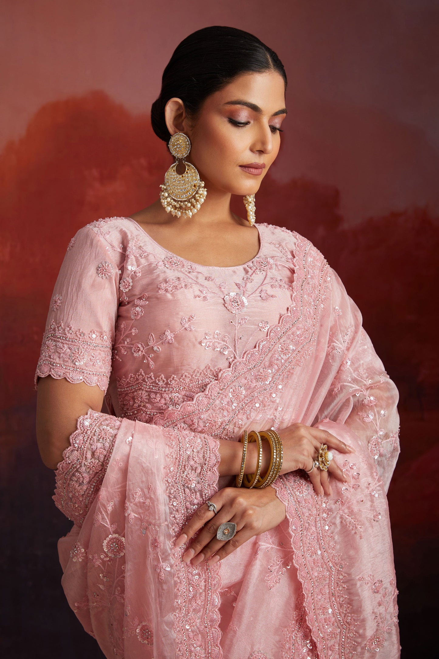 Pink Embroidered Organza Saree-ZB133723_2_SareeButa.com