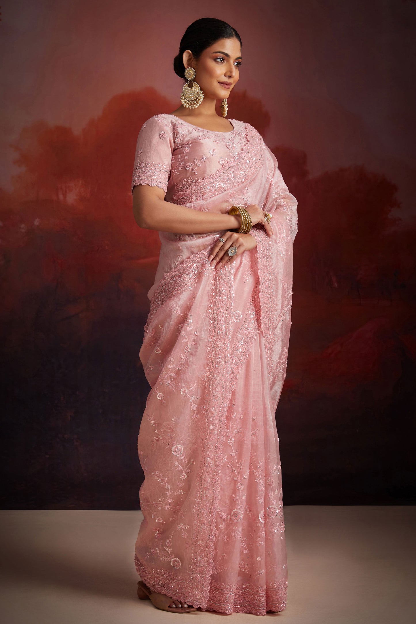 Pink Embroidered Organza Saree-ZB133723_6_SareeButa.com