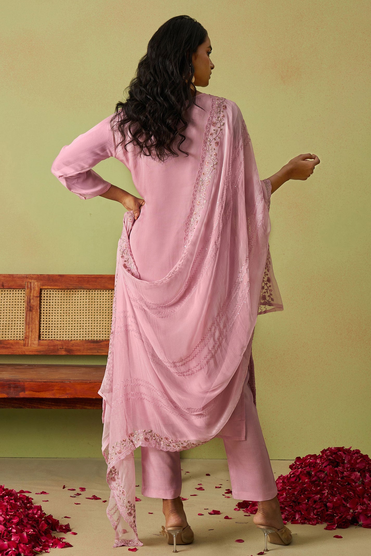 Amazing Pink Organza Embroidered Designer Salwar Suit