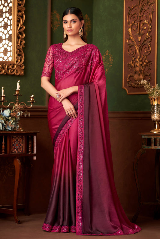 Pink Embroidered Satin Chiffon Saree-ZB133566_1_SareeButa.com