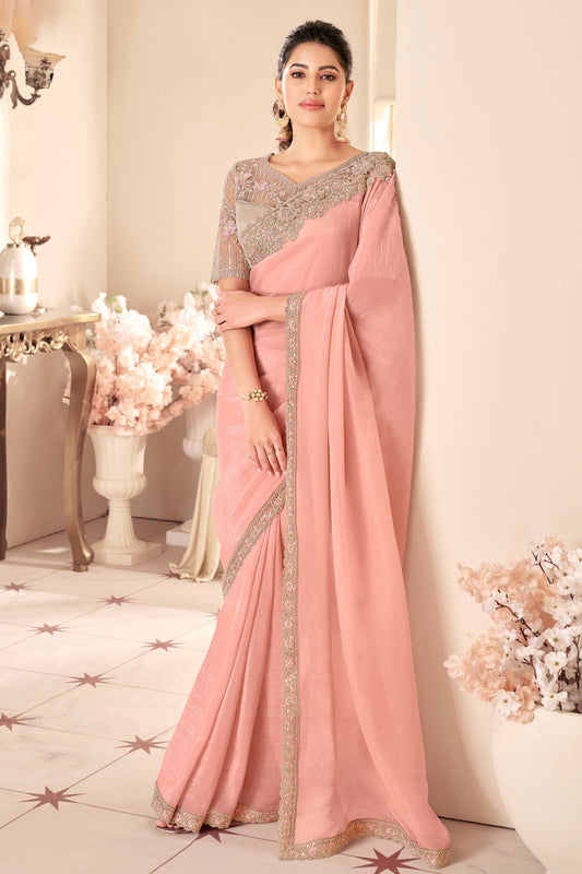 Pink Embroidered Shimmer Georgette Saree-ZB133548_1_SareeButa.com