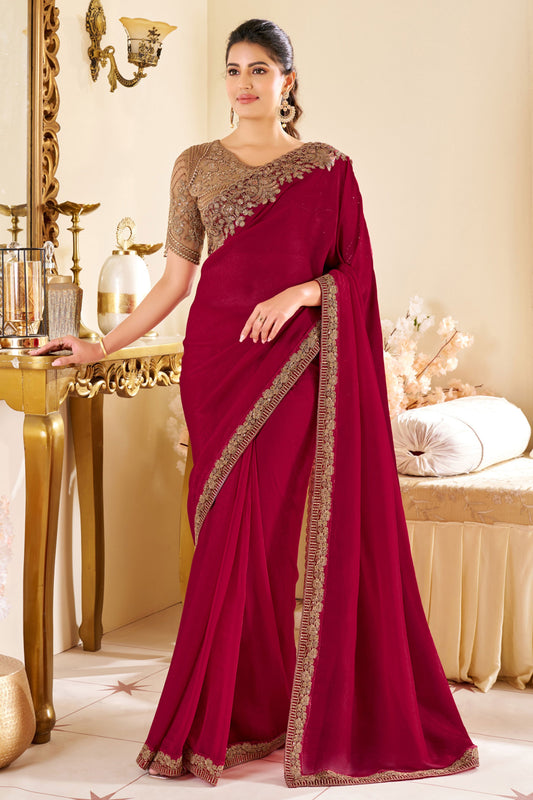 Pink Embroidered Silk Saree-ZB133543_1_SareeButa.com