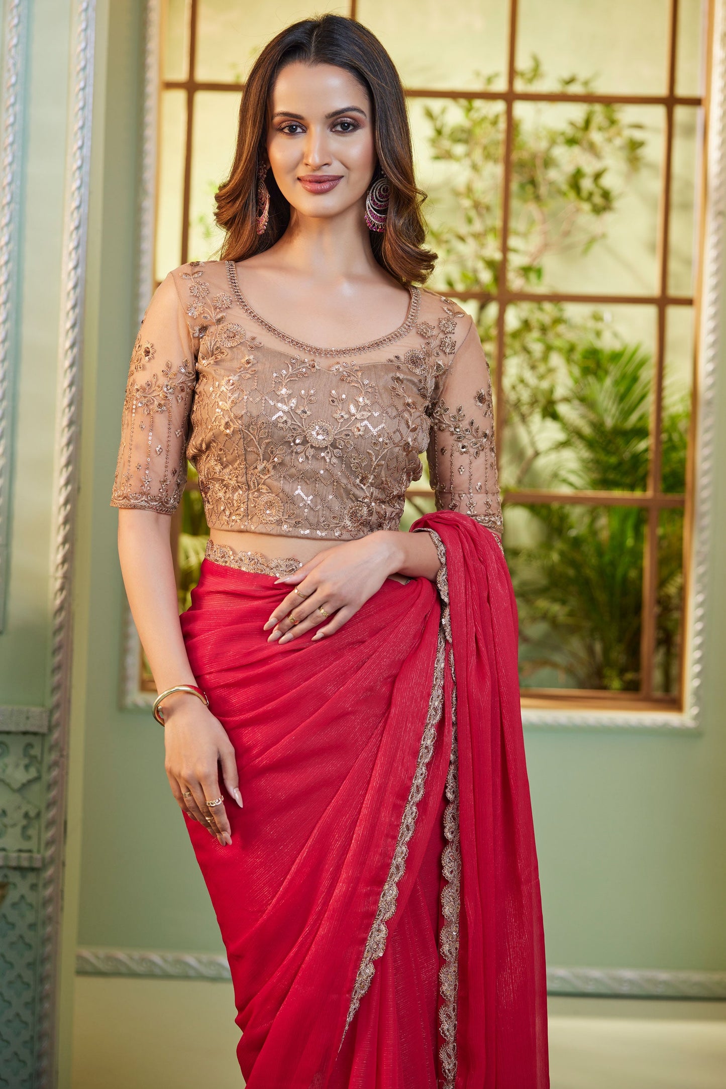 Pink Georgette Saree-ZB131709_3