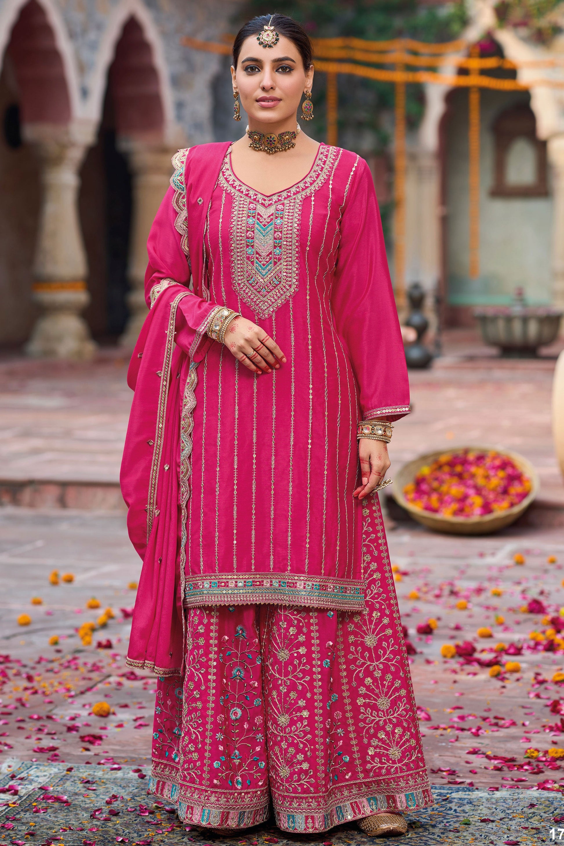 Pink Heavy Work Chinon Readymade Suit-SS156_3_SareeButa.com