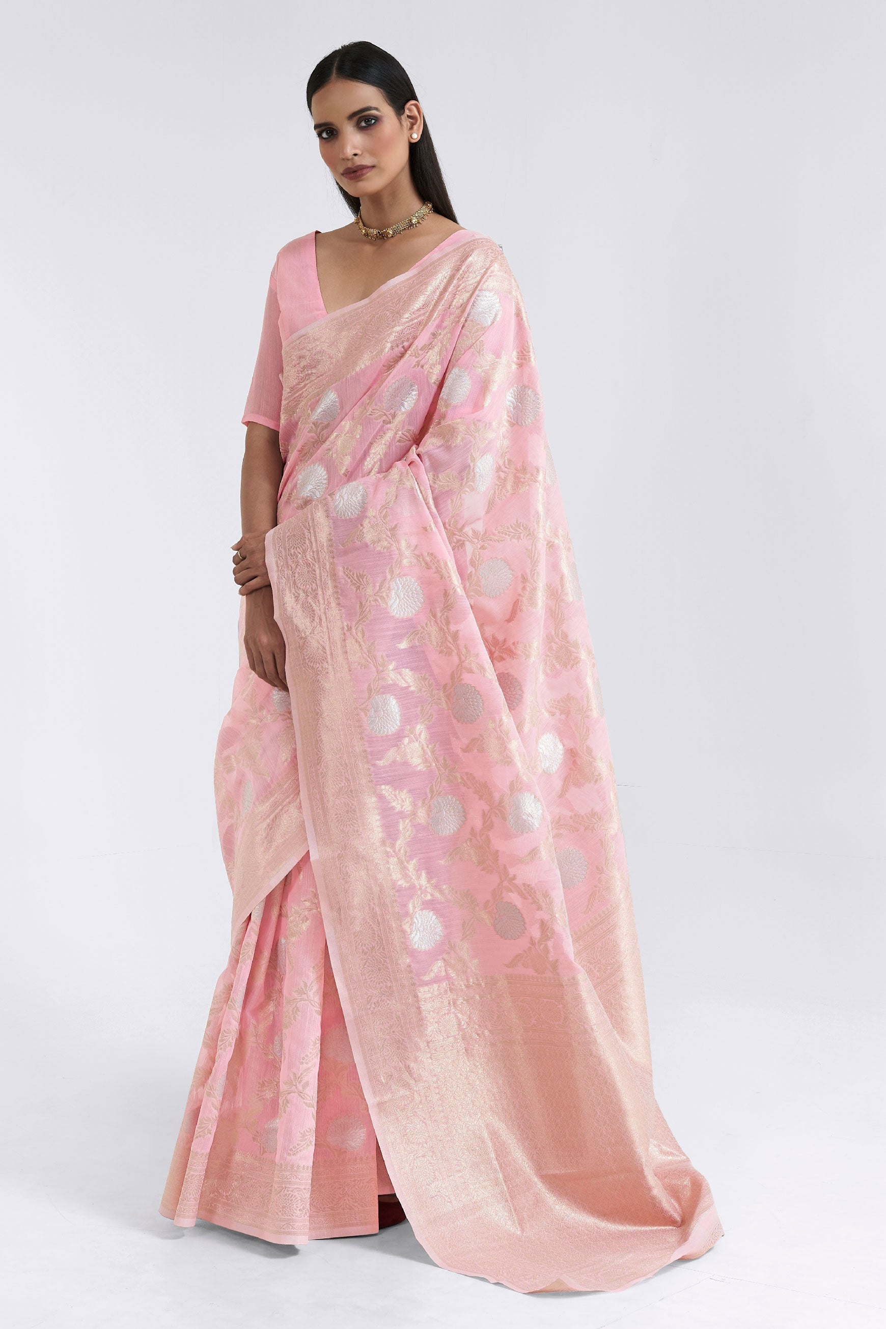 pink-linen-saree-zb140071_1_SareeButa.com