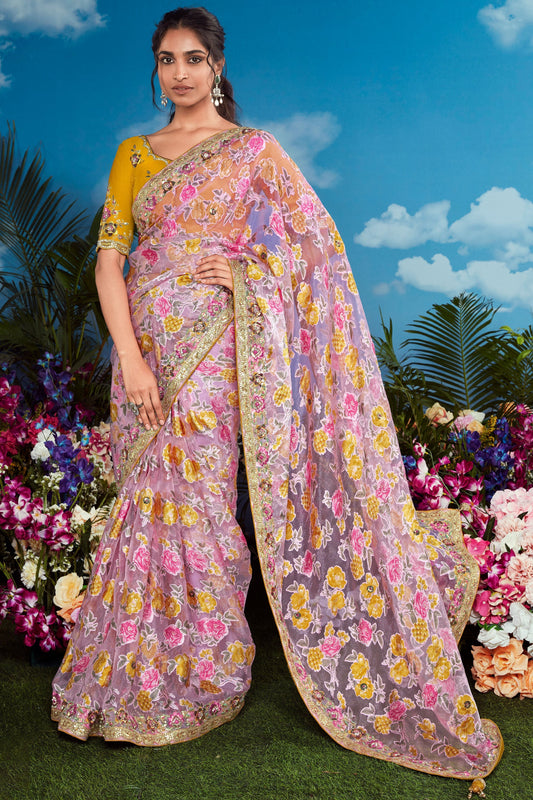 Pink Organza Brasso Saree-ZB132889_1_SareeButa.com