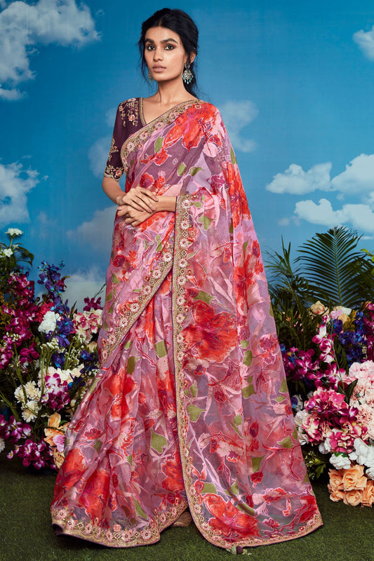 Pink Organza Brasso Saree-ZB132894_1_SareeButa.com