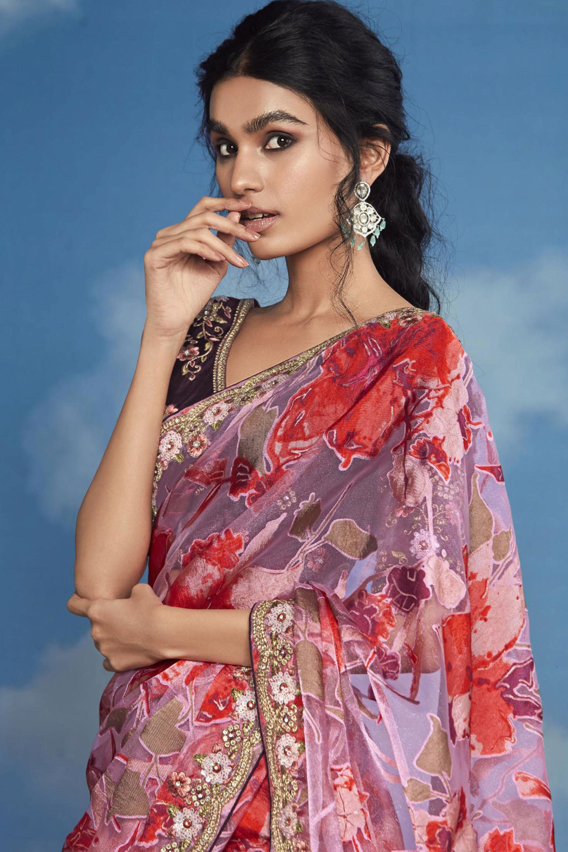 Pink Organza Brasso Saree-ZB132894_2_SareeButa.com