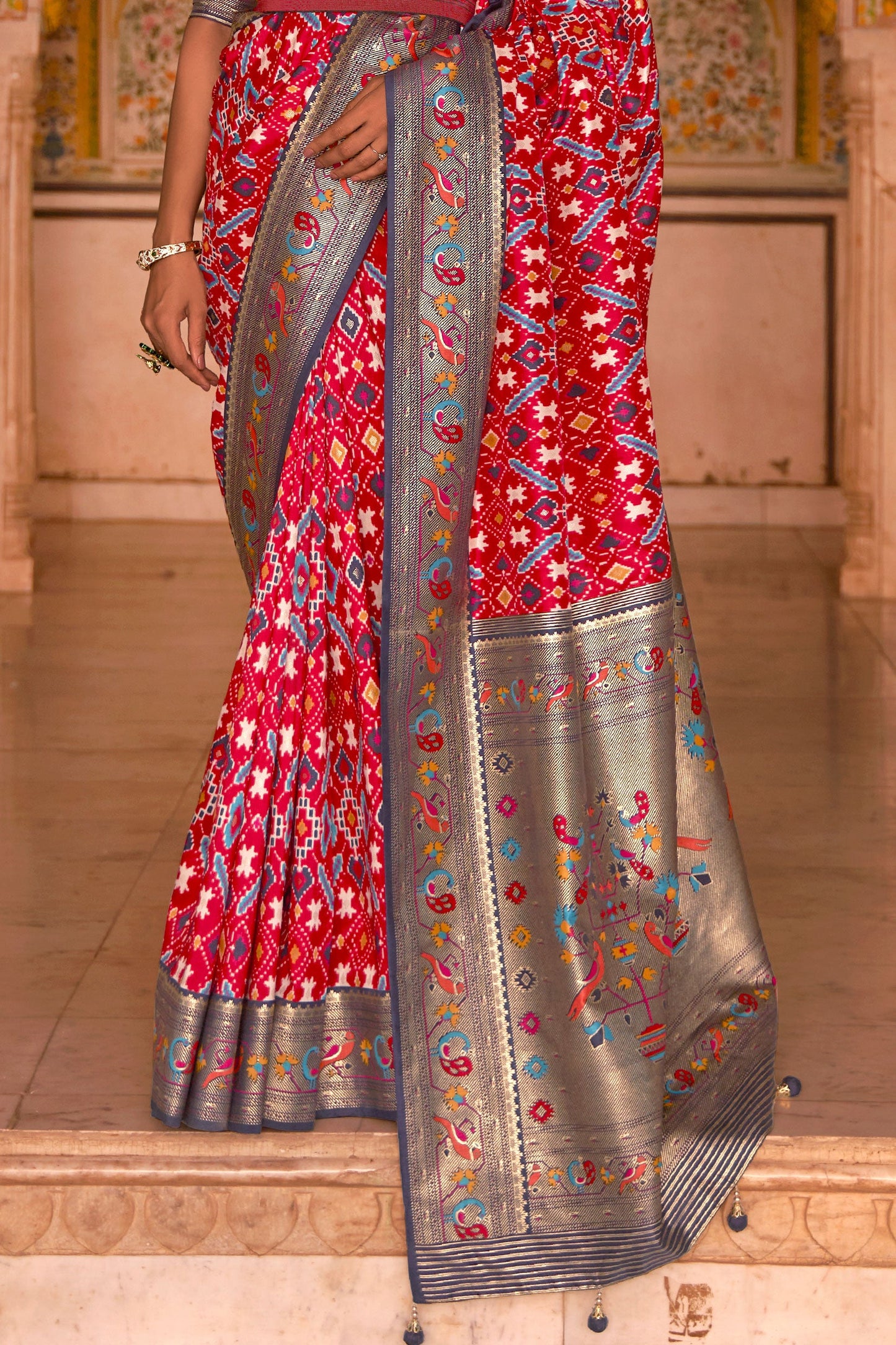 Pink Patola Paithani Silk Saree-ZB130823_3