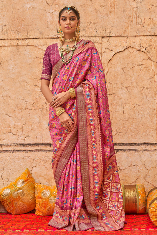 Pink Patola Saree With Stud Work-ZB133436_1_SareeButa.com