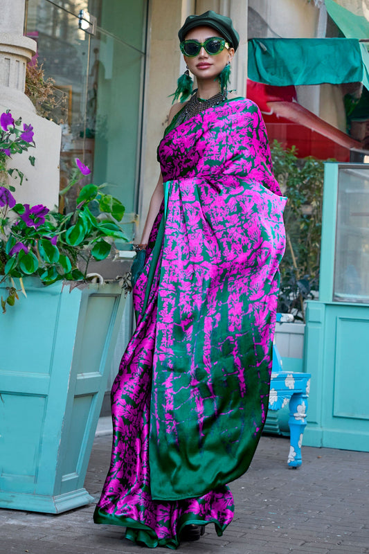 Pink Printed Crepe Saree-ZB133004_1