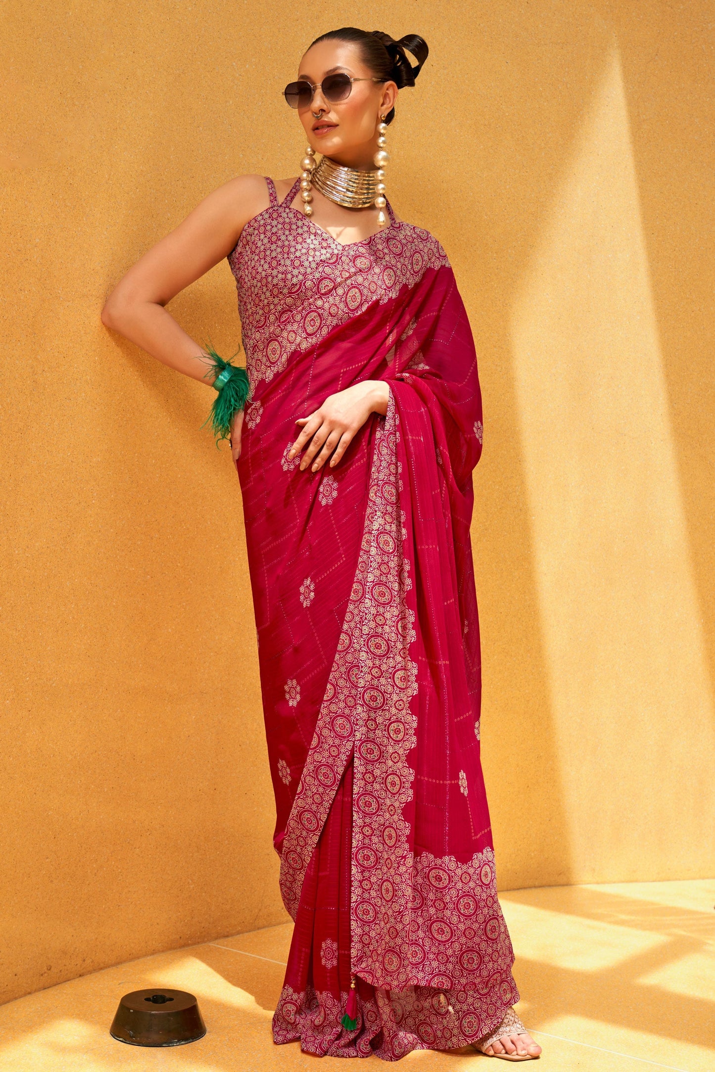 Pink Printed Georgette Saree-ZB133175_1_SareeButa.com