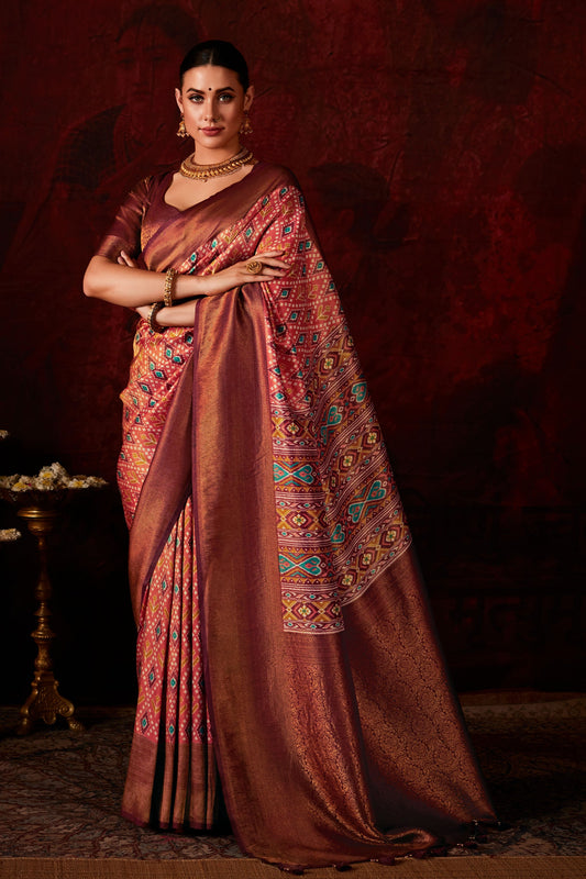 Pink Printed Patola Silk Saree-ZB131060_1