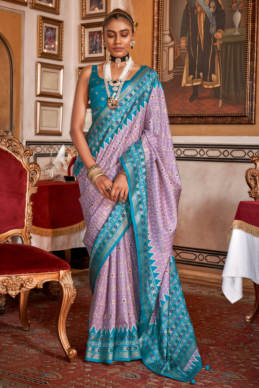 Pink Printed Patola Silk Saree-ZB133151_1_SareeButa.com