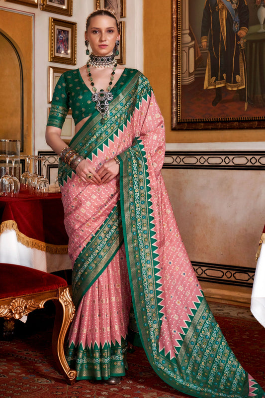 Pink Printed Patola Silk Saree-ZB133153_1_SareeButa.com