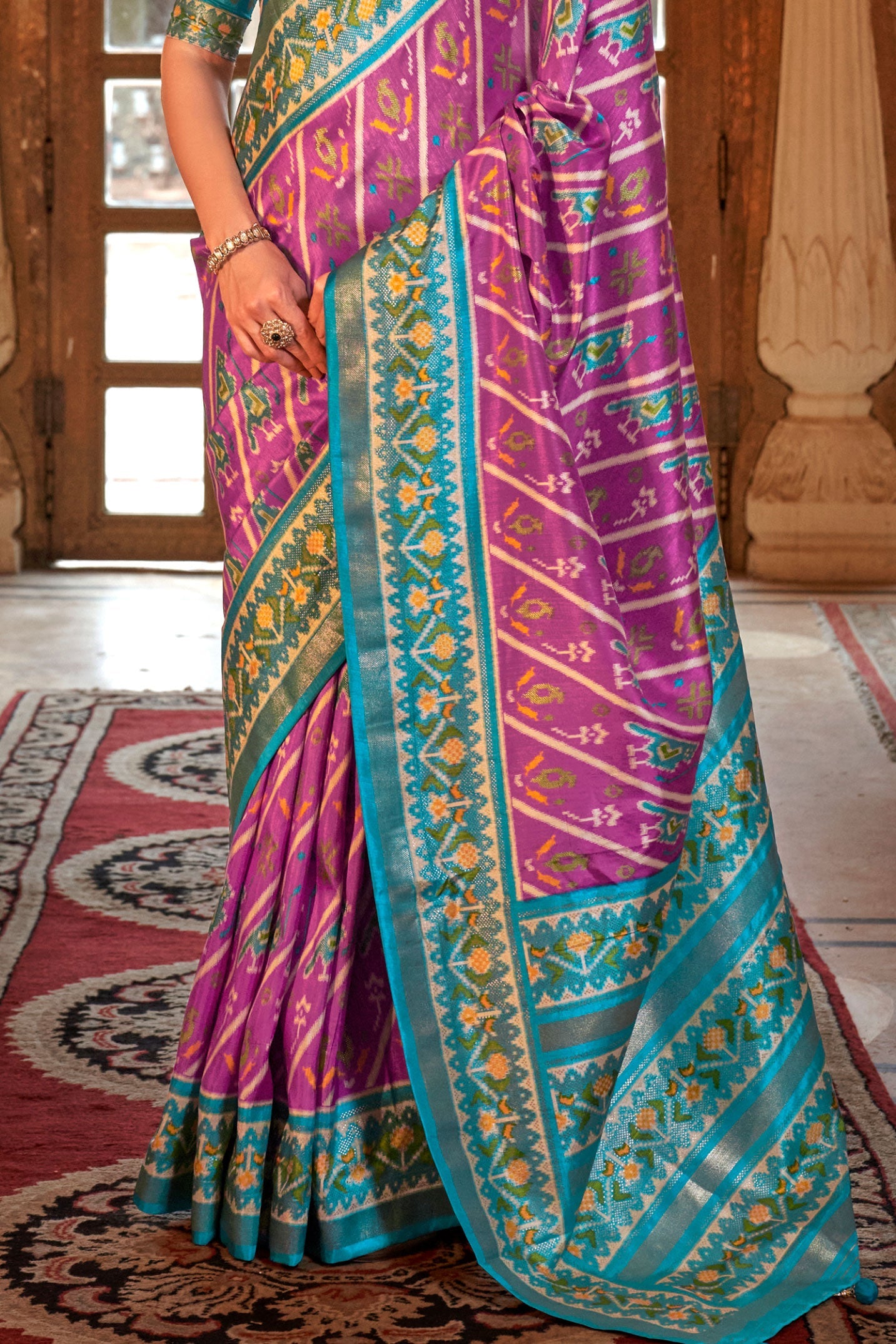 Pink Printed Silk Patola Saree-ZB133147_3_SareeButa.com