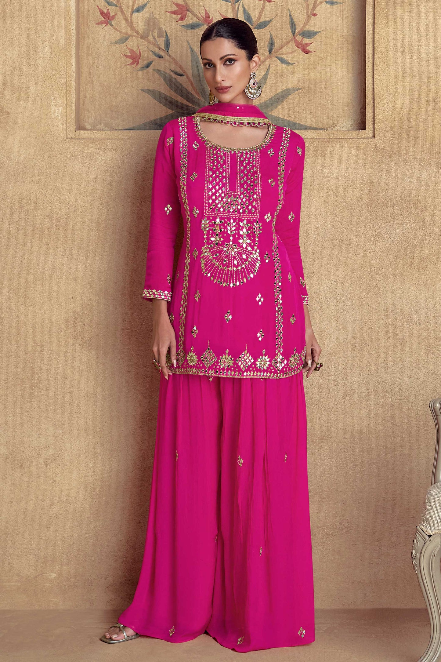 Pink Readymade Chinon Silk Palazzo Suit-SS325_1_SareeButa.com