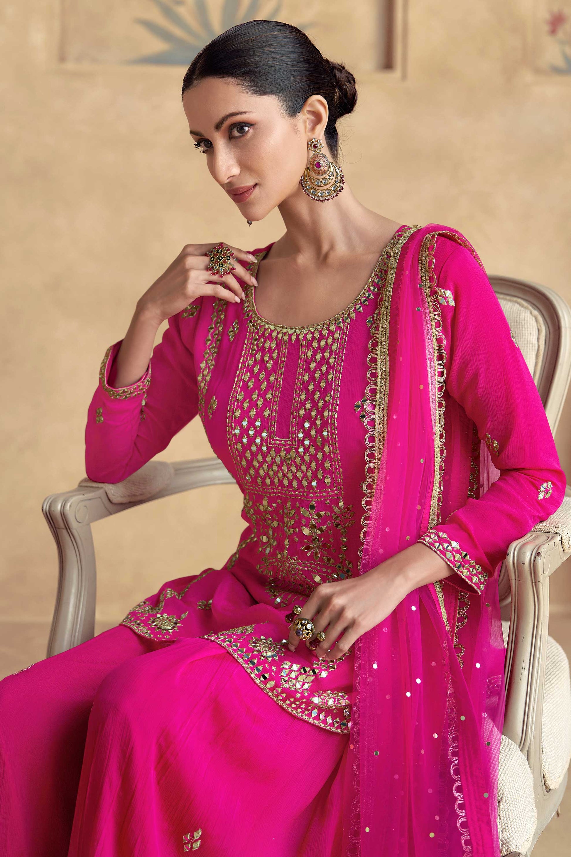 Pink Readymade Chinon Silk Palazzo Suit-SS325_2_SareeButa.com