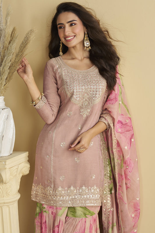 Pink Readymade Chinon Silk Sharara Suit-SS817_2_SareeButa.com
