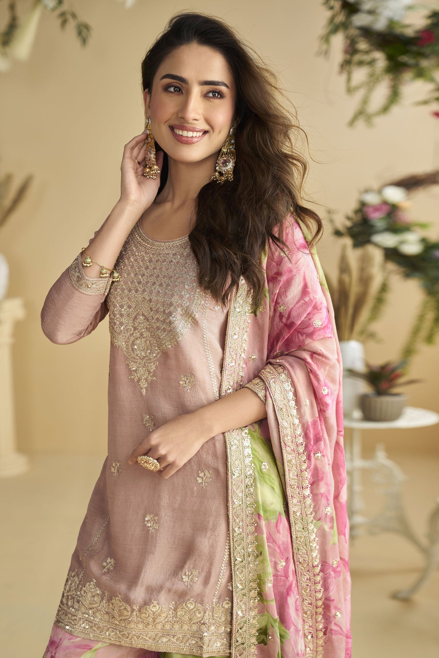 Pink Readymade Chinon Silk Sharara Suit-SS817_3_SareeButa.com
