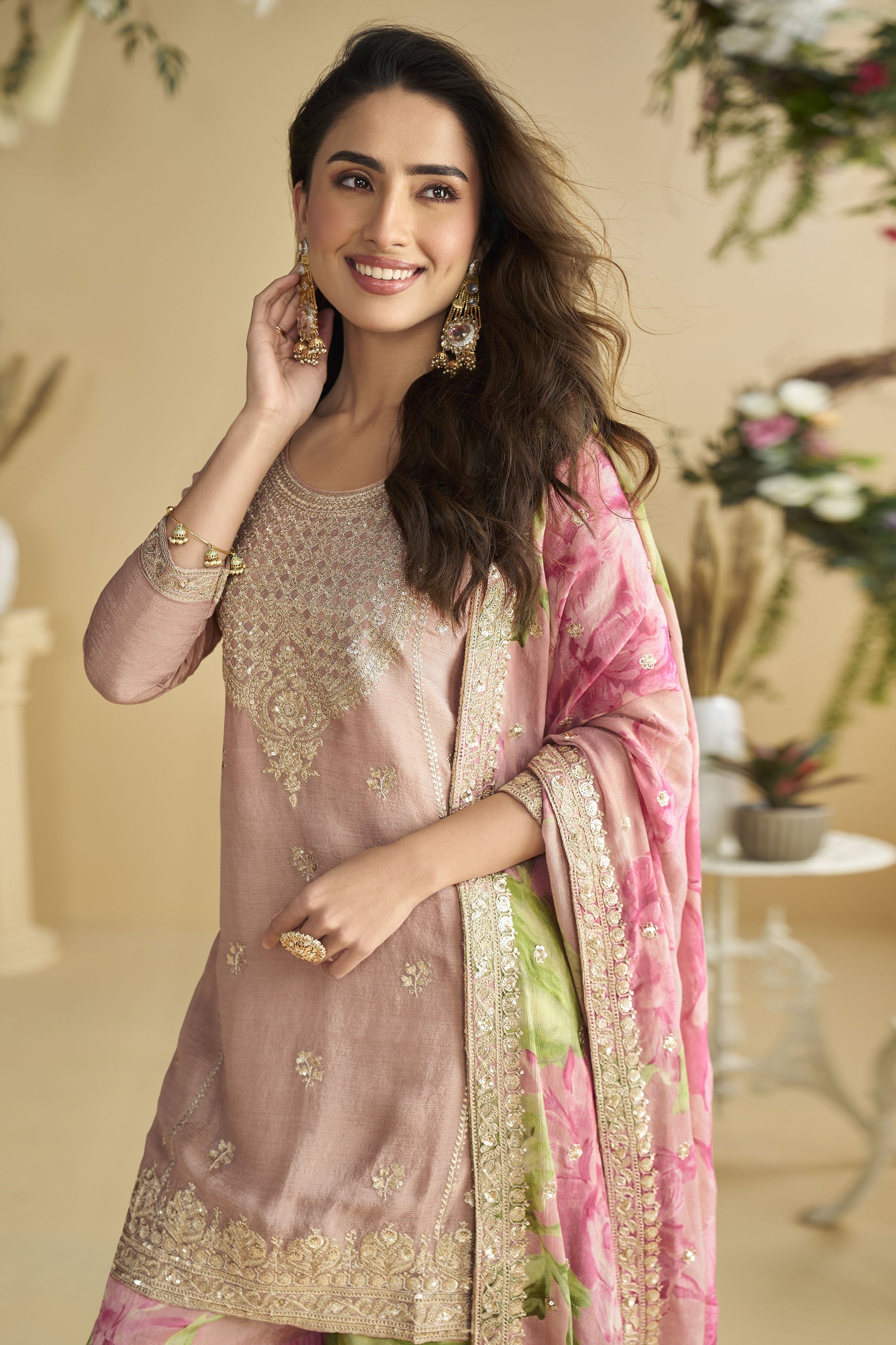 Pink Readymade Chinon Silk Sharara Suit-SS817_3_SareeButa.com